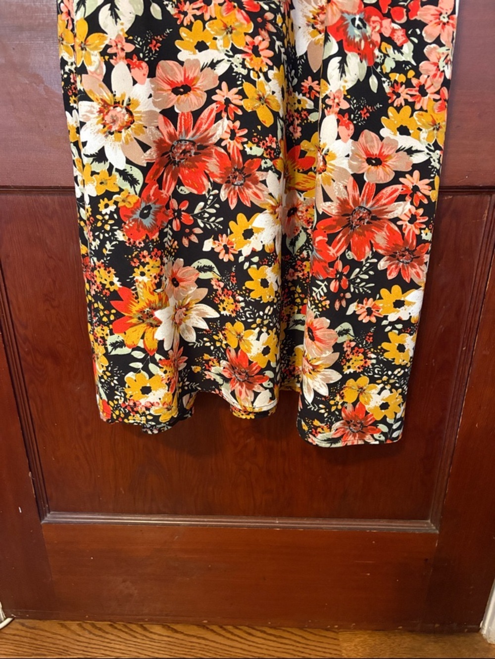 Natural Life Sleeveless Black Floral Maxi Dress with Orange and Yellow Blooms - Picture 4 of 8